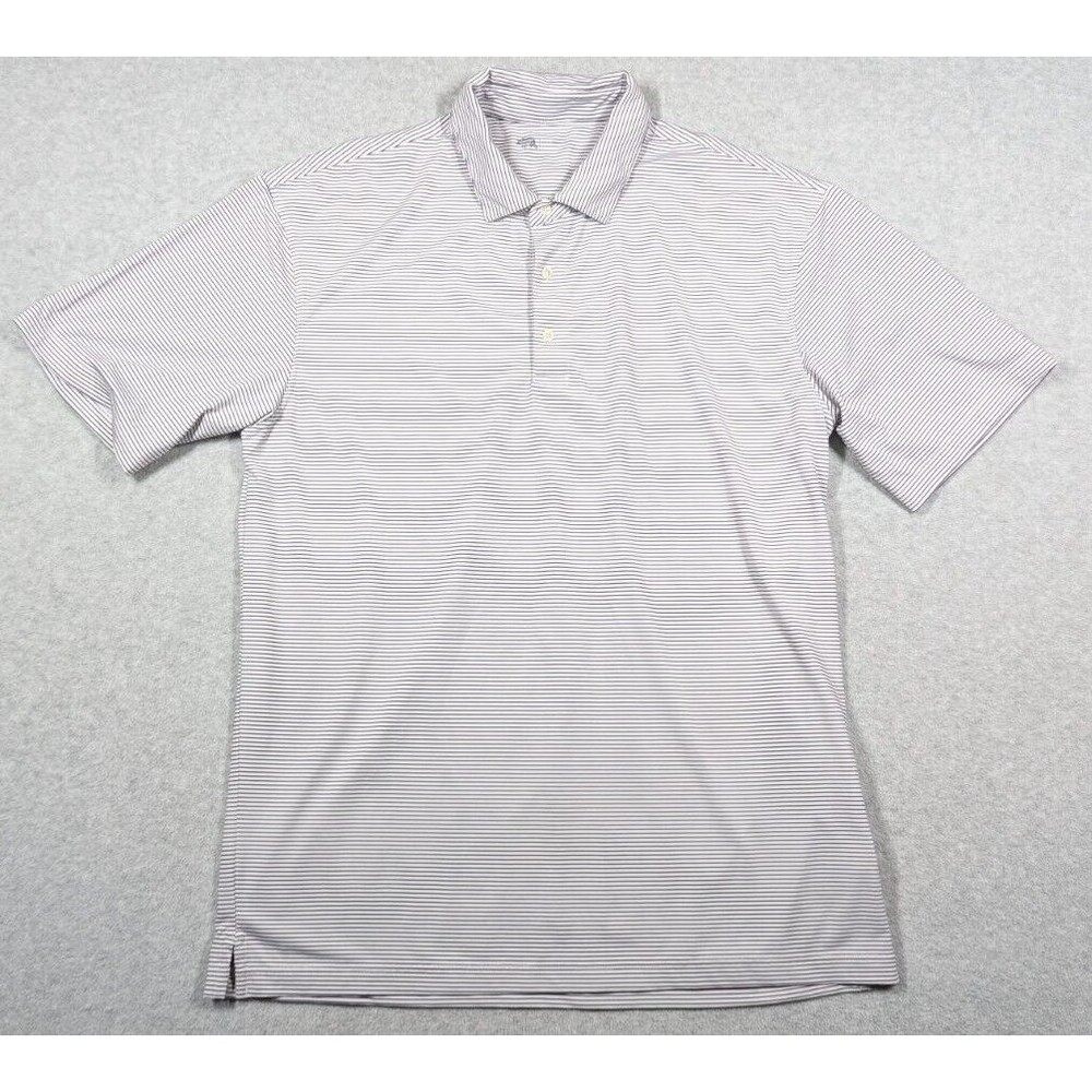 Onward Reserve‎ Men Shirt XL Performance Polo White Purple Striped Golf Preppy